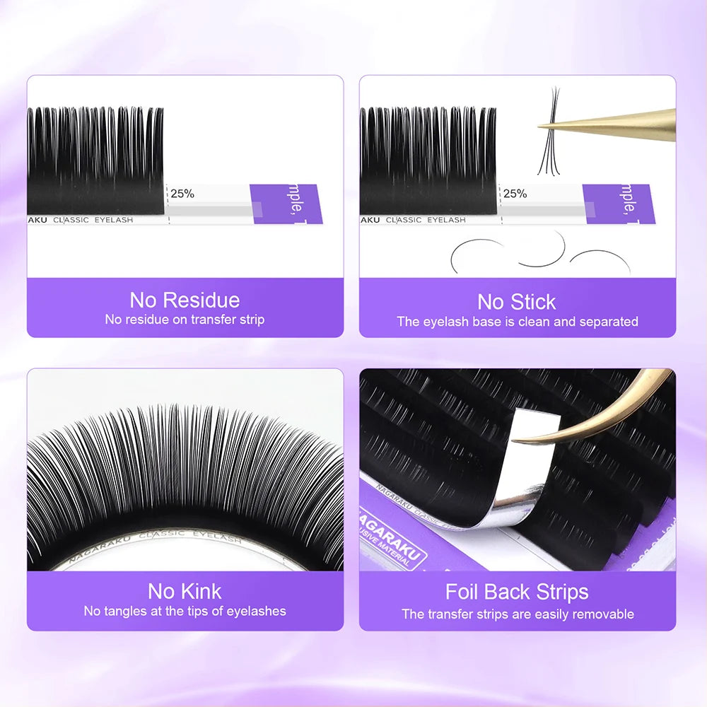 16Rows Classic Individual Eyelash Extension Lashes Matte Black Professional Soft Natural