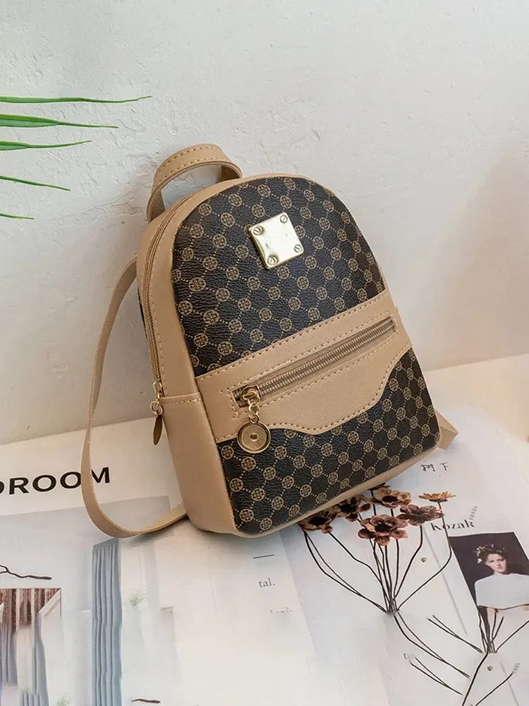 Checkered Pattern Shoulder Backpack Bag for Women