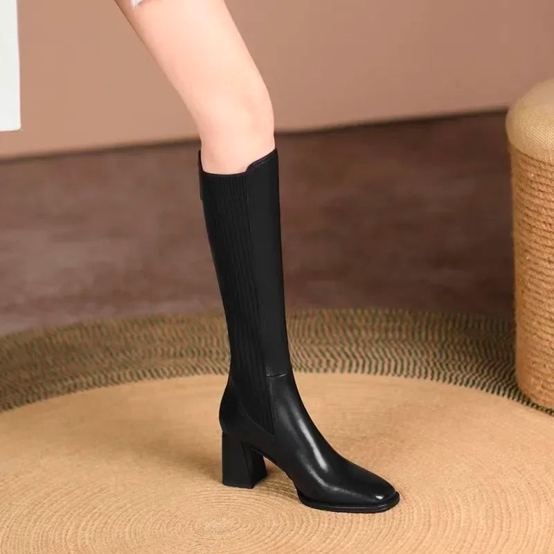 Women Boots Black Fashion High Heels 40-43