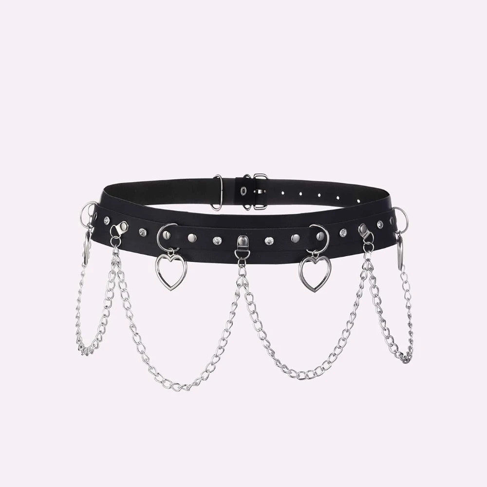 Moon Pendant Chain Fringe Goth Belt