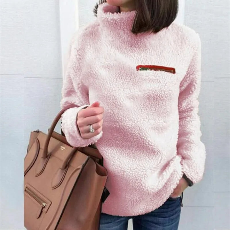 Solid Color Turtleneck Pullover Women's Sweater