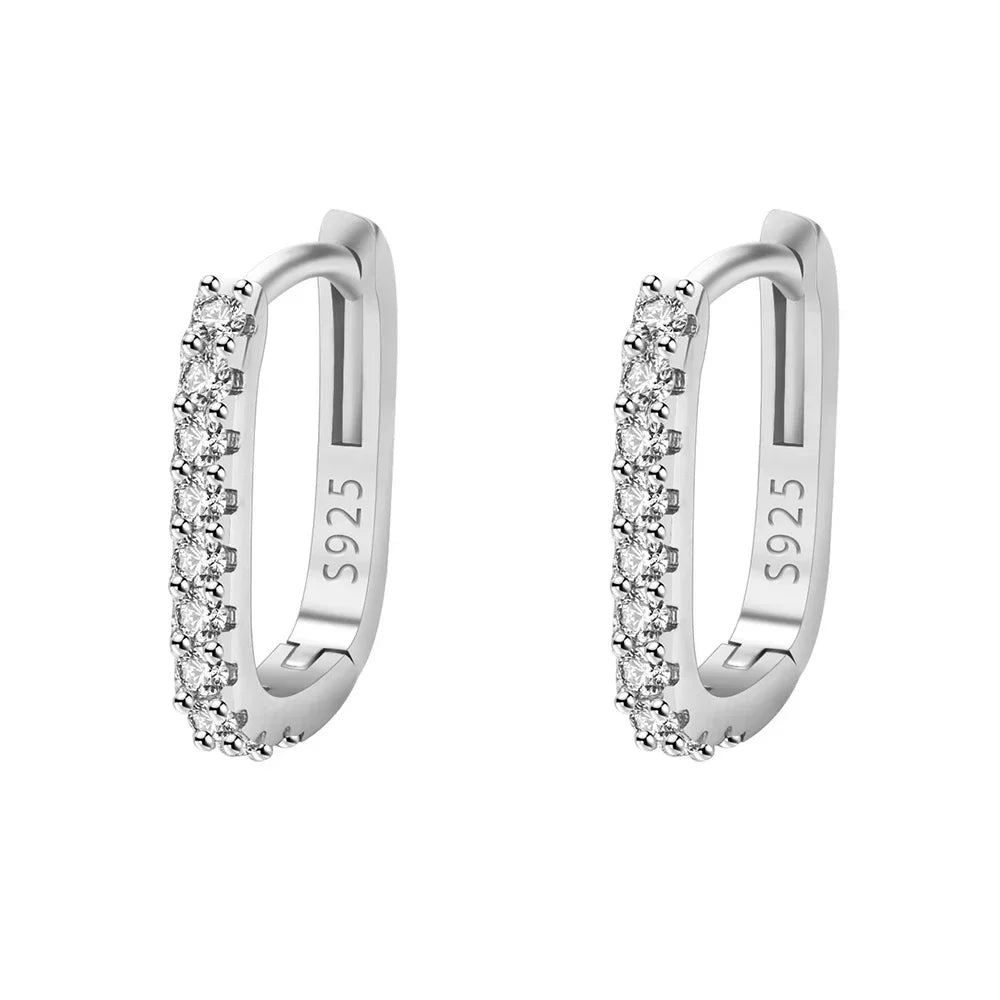 High-quality 925 Sterling Silver Crystal  Circle  Earrings for Woman