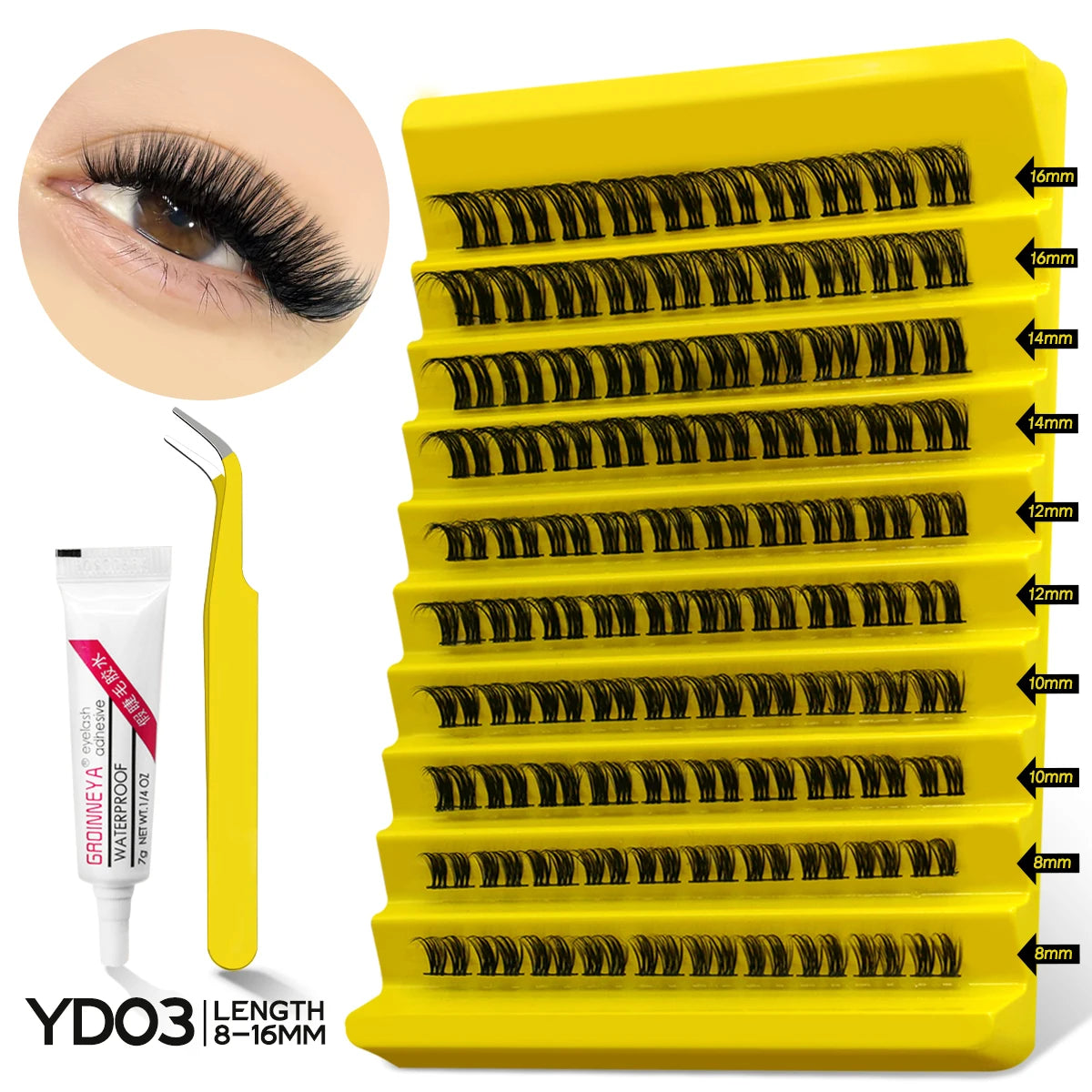 Lash Clusters Kit With Waterproof Strong Hold DIY Lash Extension Makeup