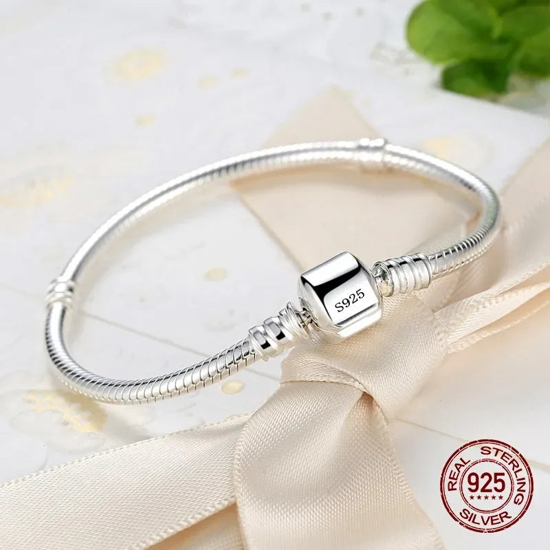 Original Fine Jewelry 925 Silver Charm Bracelet for Women