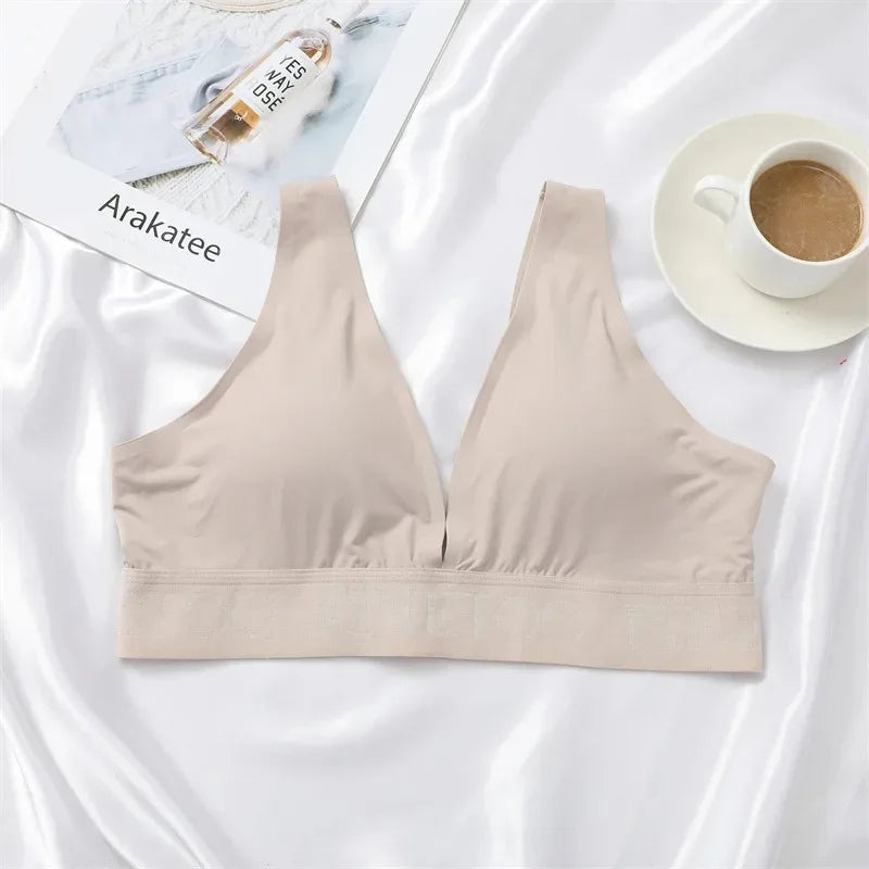 1 Piece Contrast Lace Wireless Bra, Comfy & Elegant