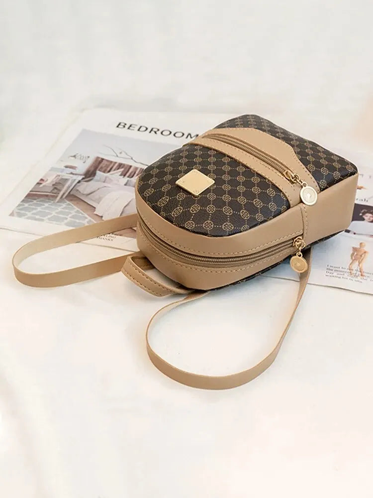 Checkered Pattern Shoulder Backpack Bag for Women