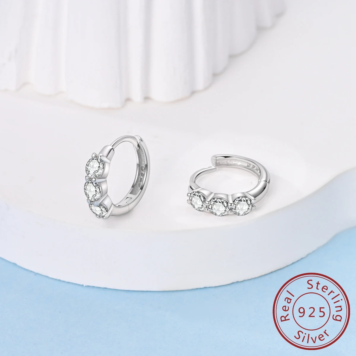 MULA 1PC 925 Sterling Silver Woman Hoop Earring Zircon