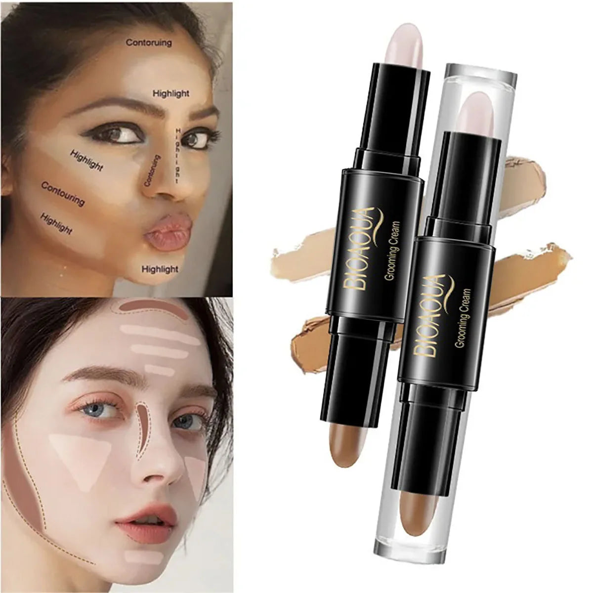 Double Head Contour Face Foundation Concealer Pen Long Lasting Dark Circles Corrector Contour Concealers Stick Cosmetic Makeup