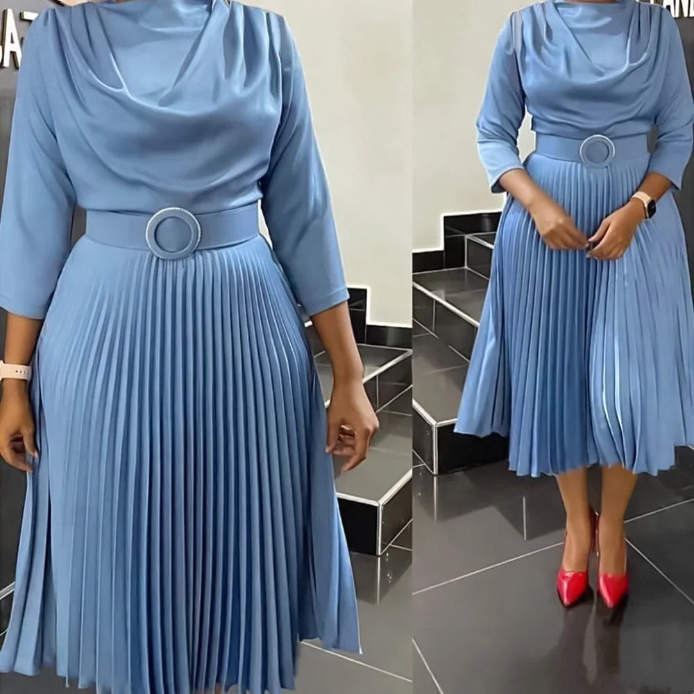 Elegant Office Dress Pleated for Women