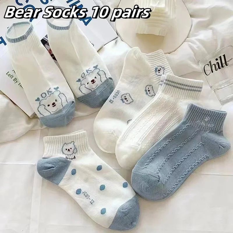 5 Pairs Womens Socks Lovely Cow Pattern Short Socks