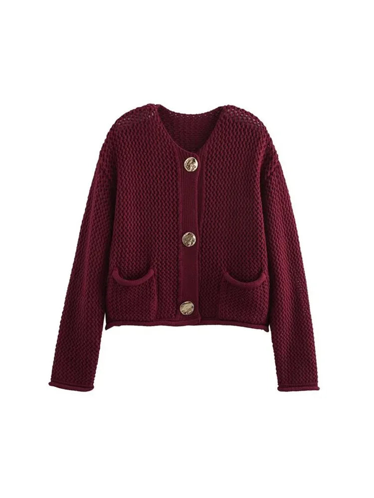 Knitted Cardigans Womens Sweaters Loose Casual Button Long Sleeve