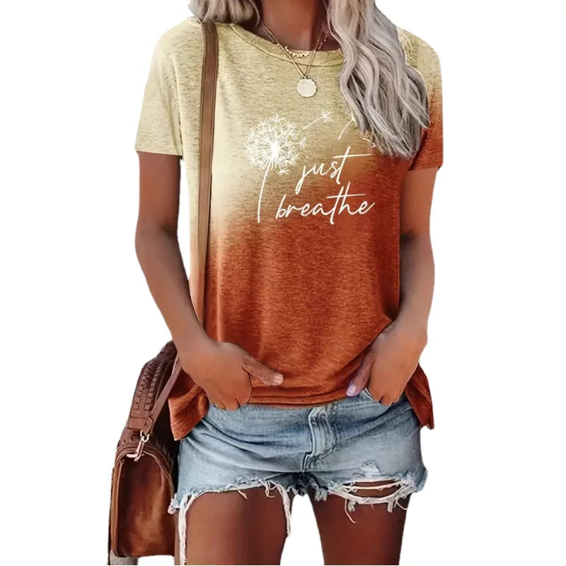 Women's T- Shirt Dandelion 3 Gradual Print Oversized