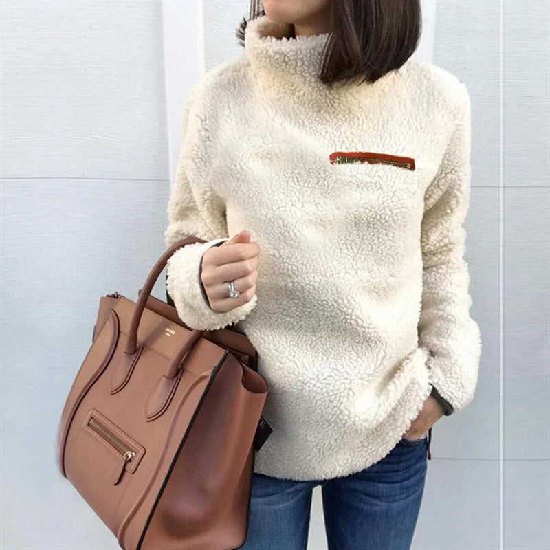 Solid Color Turtleneck Pullover Women's Sweater