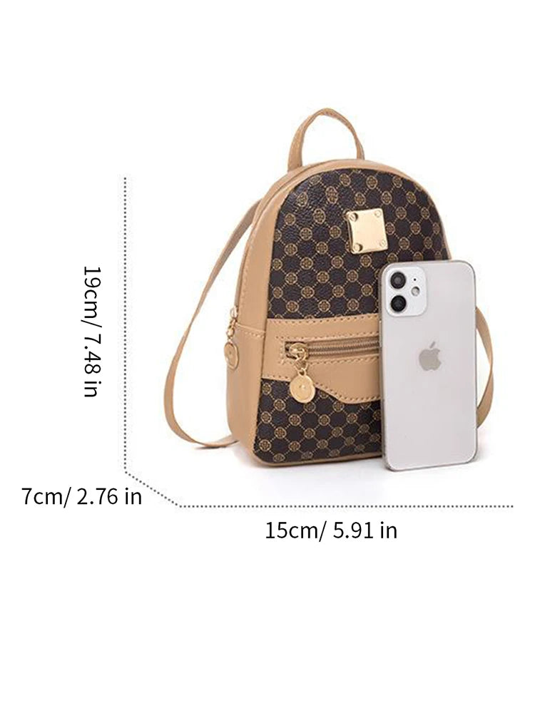 Checkered Pattern Shoulder Backpack Bag for Women