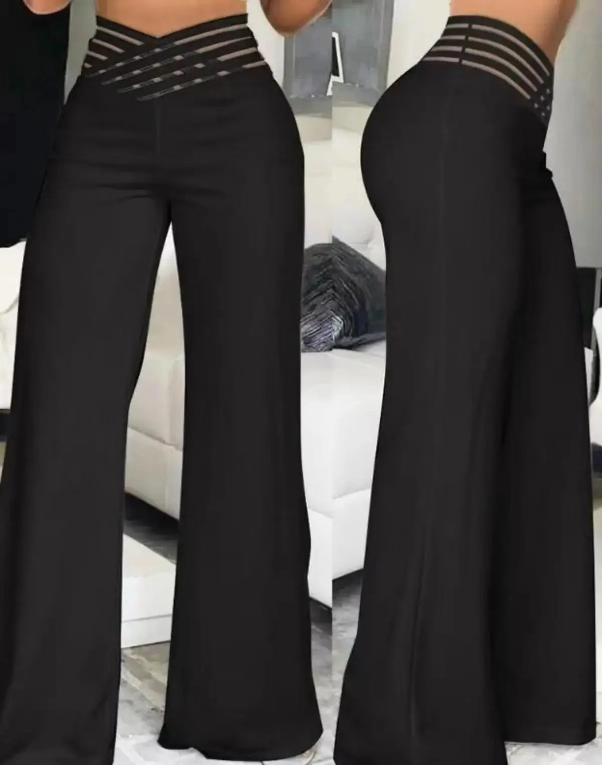 Women Wide Leg Flared Pants Casual  High Waist