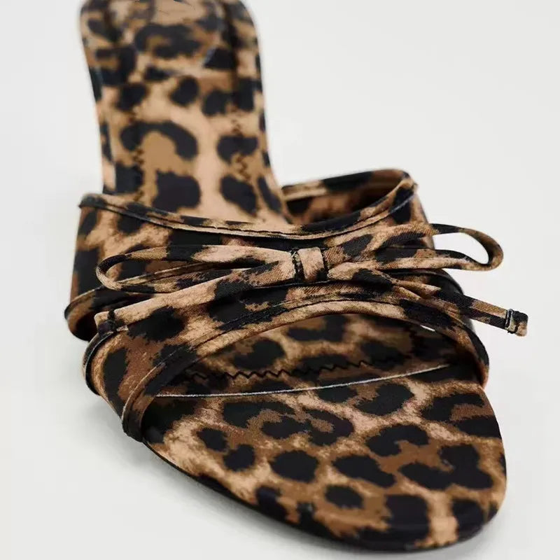 High Quality Women Shoes Bow Knot Leopard