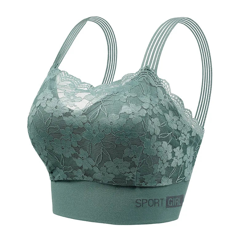 1 Piece Contrast Lace Wireless Bra, Comfy & Elegant