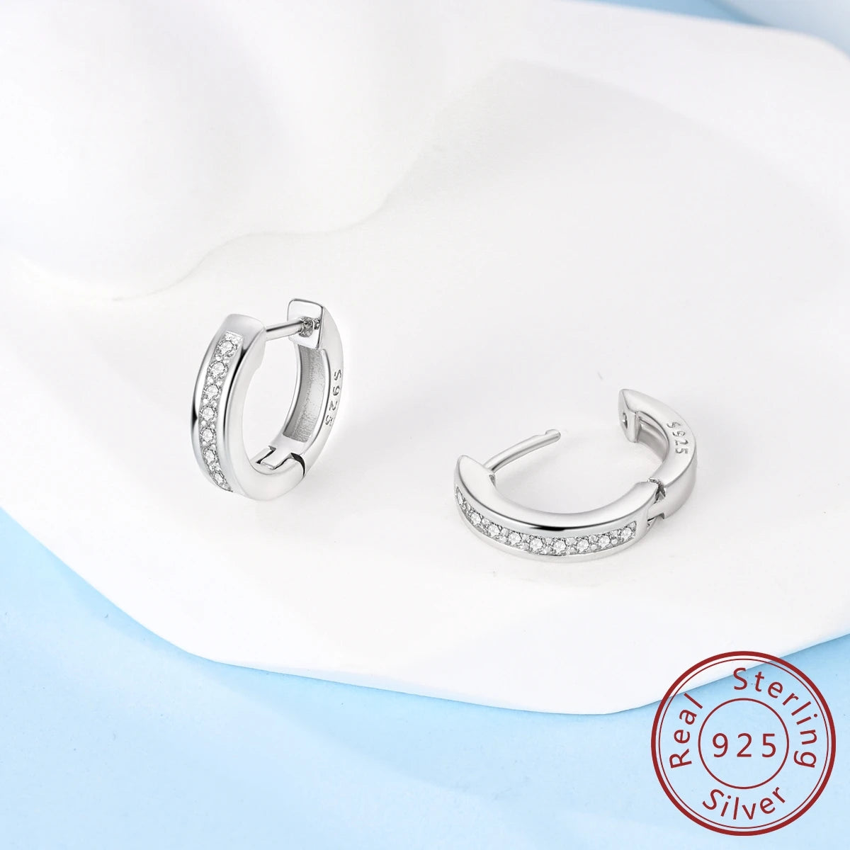 MULA 1PC 925 Sterling Silver Woman Hoop Earring Zircon