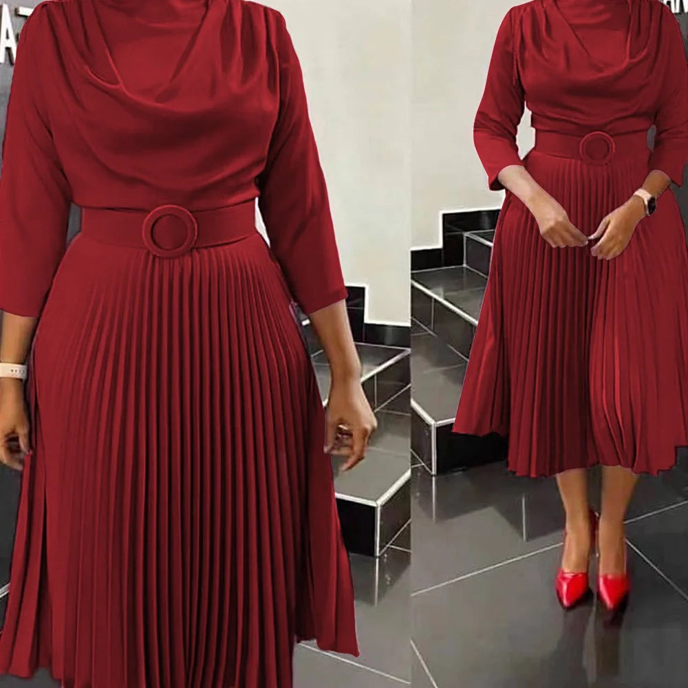 Elegant Office Dress Pleated for Women