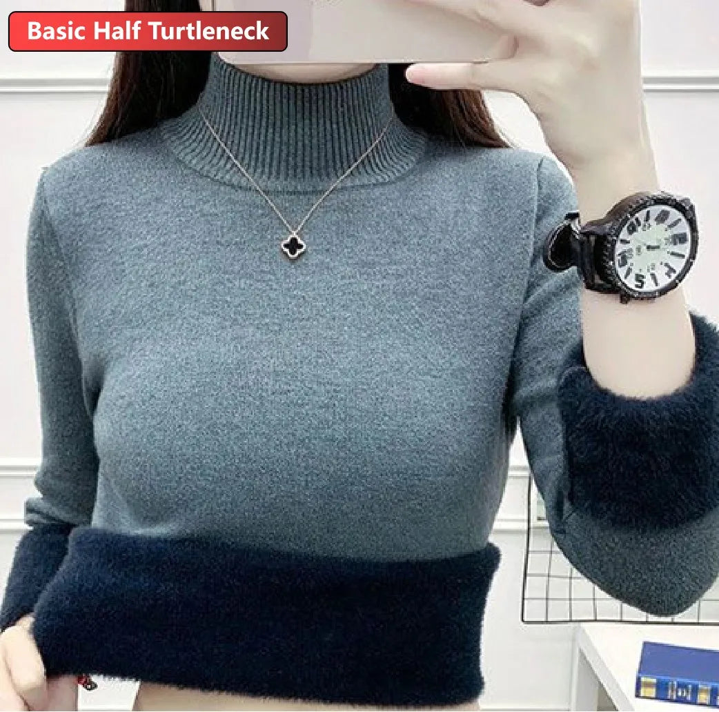 Winter Sweater Women Elegant Thicken Velvet