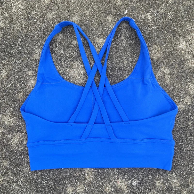 Solid Color Fitness sport Bra Women Cross soft high