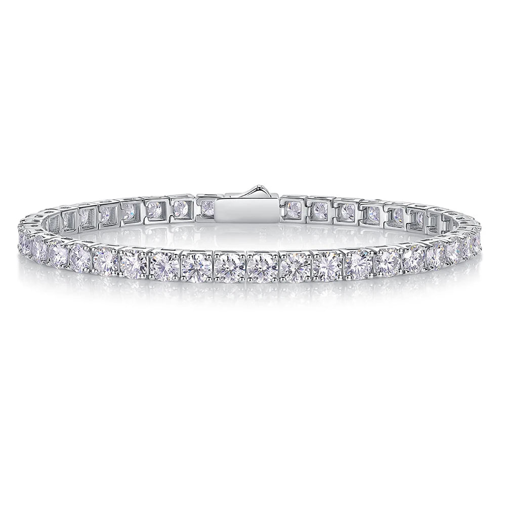 Dainty Full Moissanite Tennis Bracelet 18k Gold Plated 925 Sterling Silver D Color Lab Created Diamond Bracelet for Women