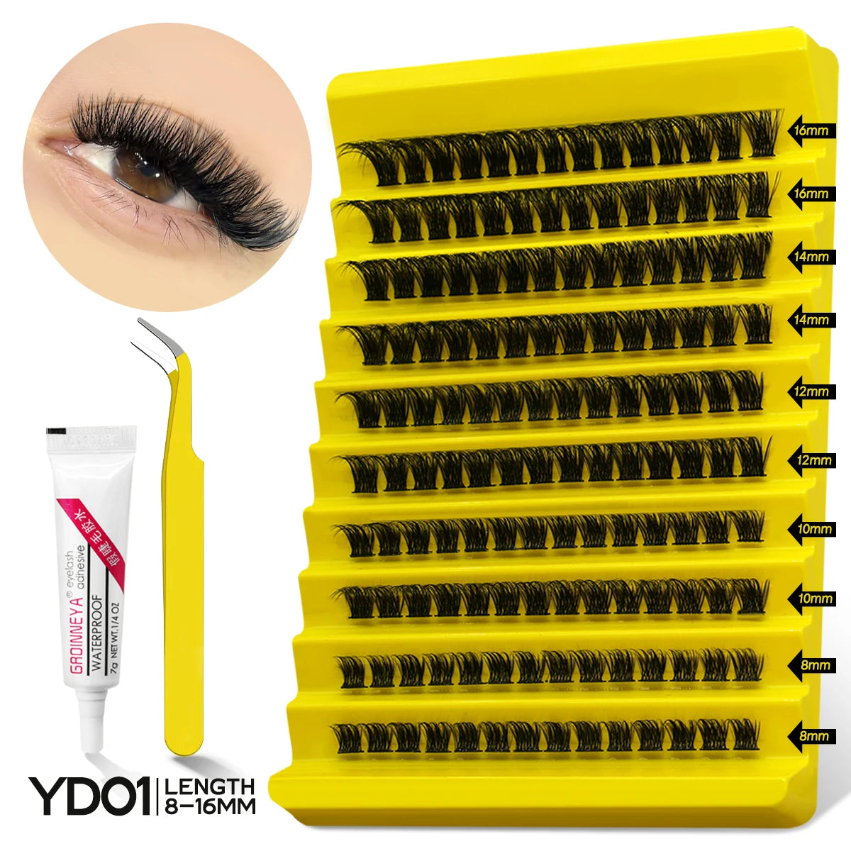 Lash Clusters Kit With Waterproof Strong Hold DIY Lash Extension Makeup