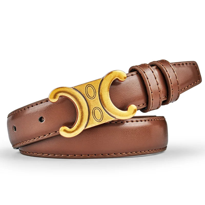 Genuine Leather Belts High Quality Gold Buckle