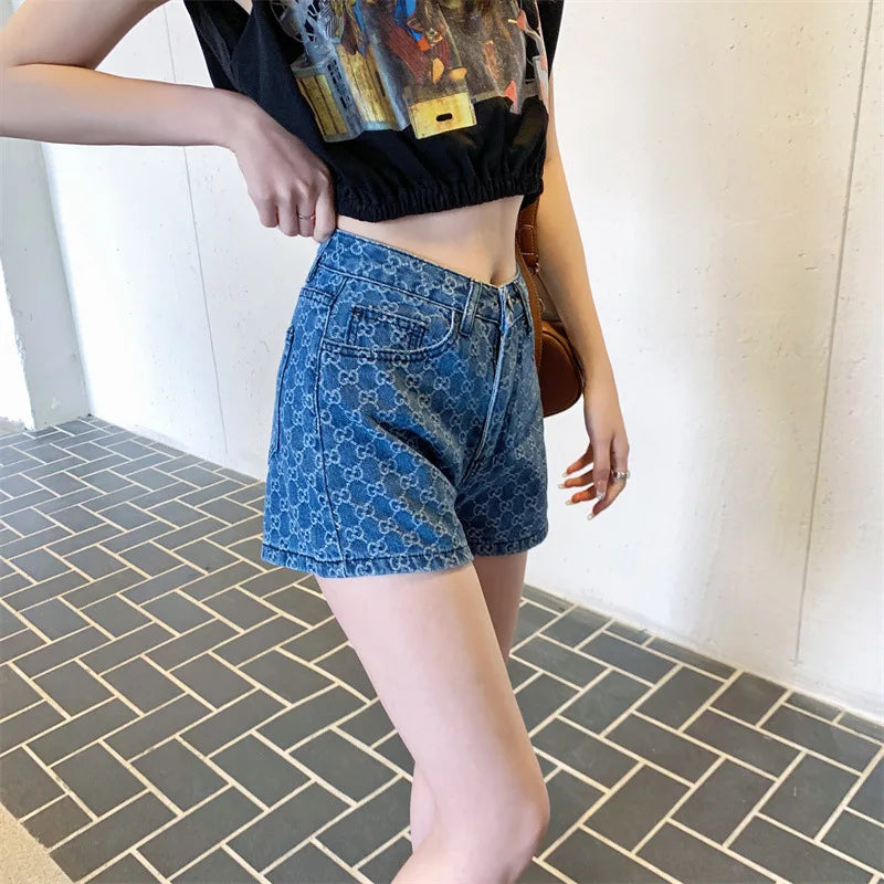 Denim Shorts for Women Korean Fashion High Waist