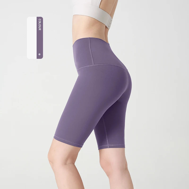 T line pure color yoga shorts Five-point