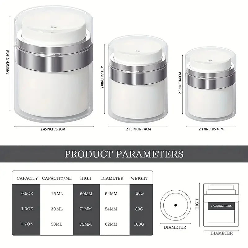 15/30/50ml Clear Acrylic Airless Vacuum Pump Bottle Creams