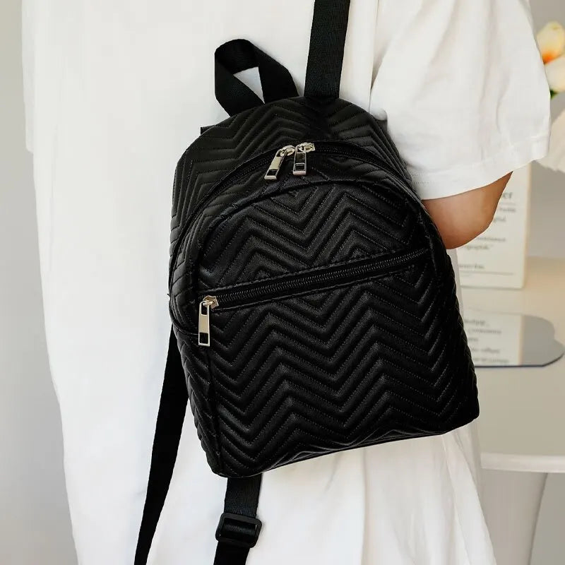 Mini Chevron Functional Women Fashion Quilted Backpack