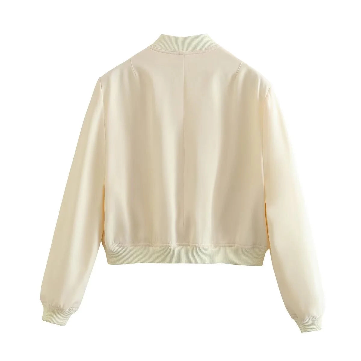 Jacket Coat White Button Baseball Aviator Long Sleeve Crop Outerwear