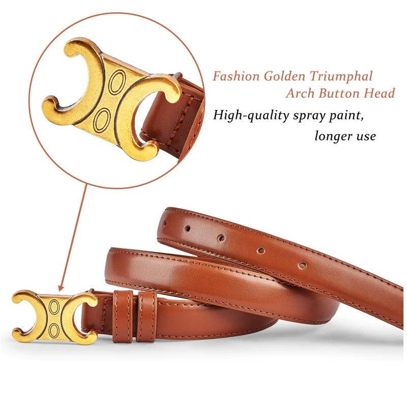 Genuine Leather Belts High Quality Gold Buckle