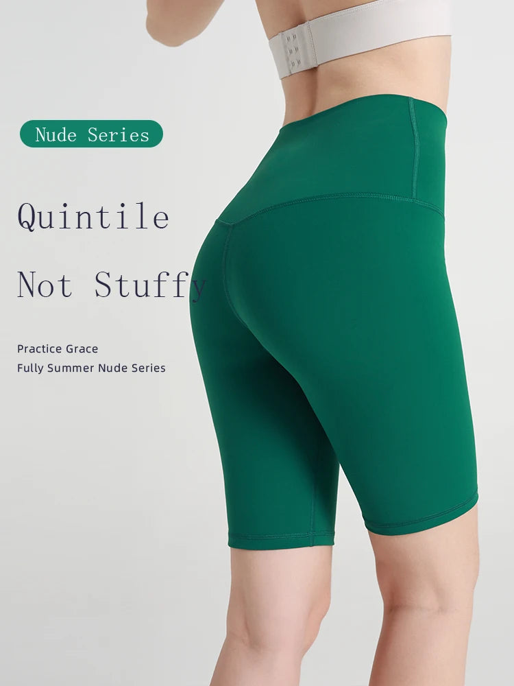 T line pure color yoga shorts Five-point