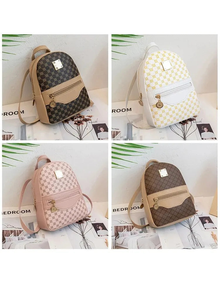 Checkered Pattern Shoulder Backpack Bag for Women