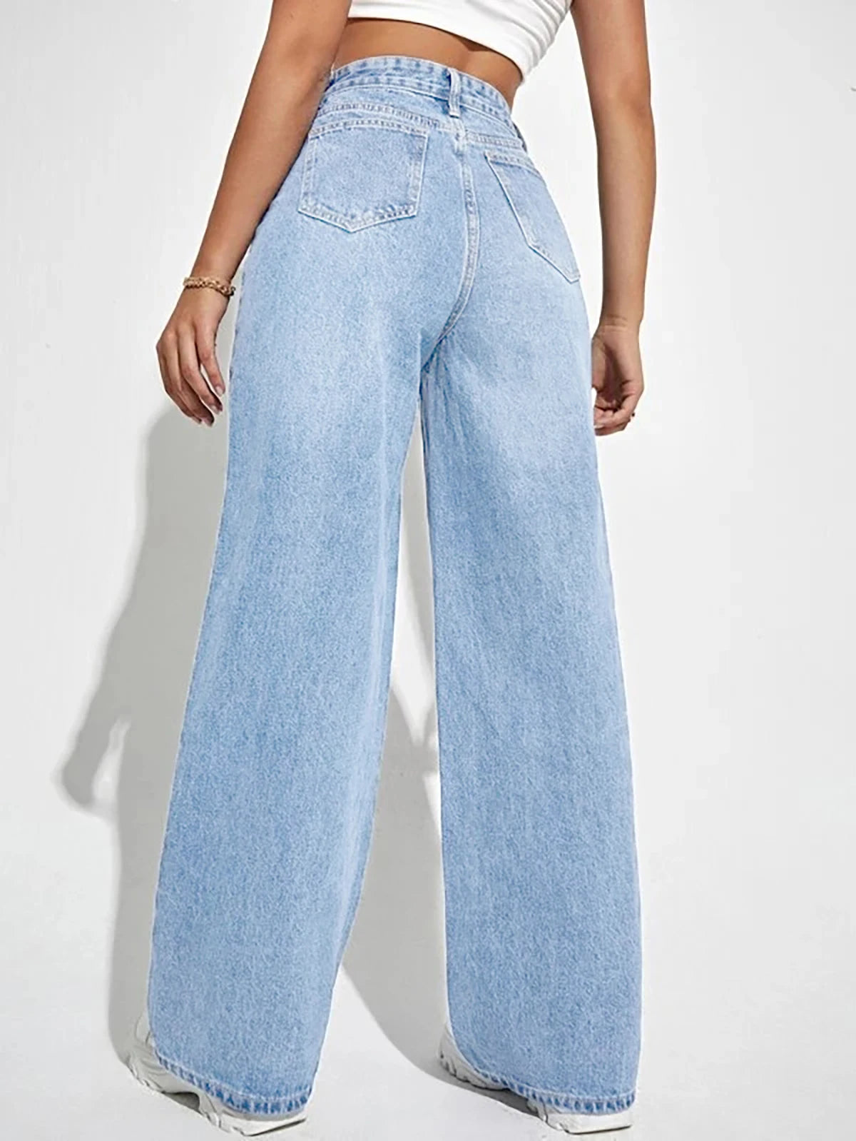 wide leg pants slimming high waist all-match jeans for women