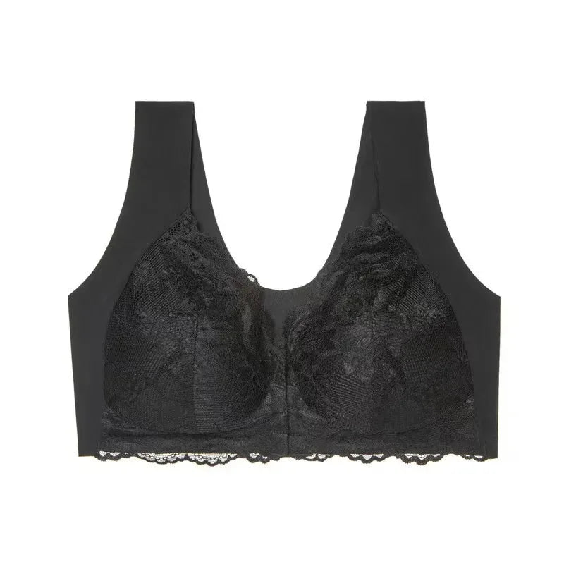 1 Piece Contrast Lace Wireless Bra, Comfy & Elegant