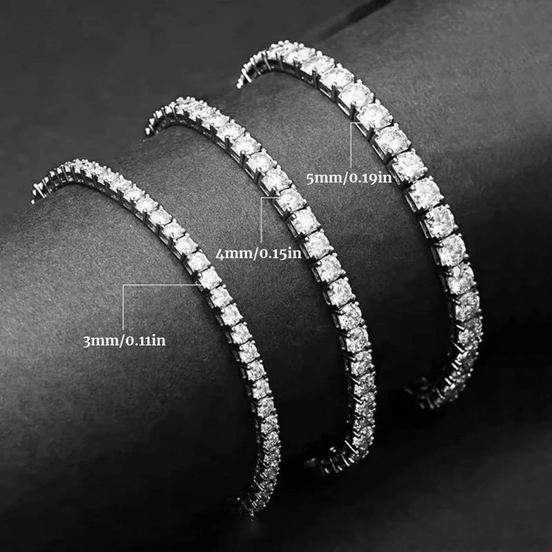 3- 4- 5mm Moissanite Diamond Tennis Bracelet for Women  S925 Sterling Silver