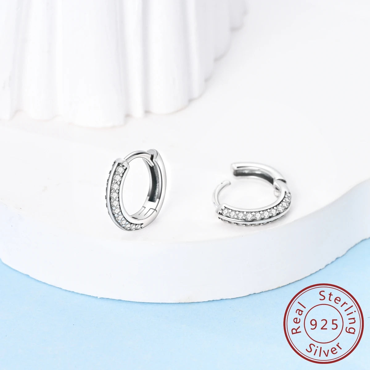 MULA 1PC 925 Sterling Silver Woman Hoop Earring Zircon