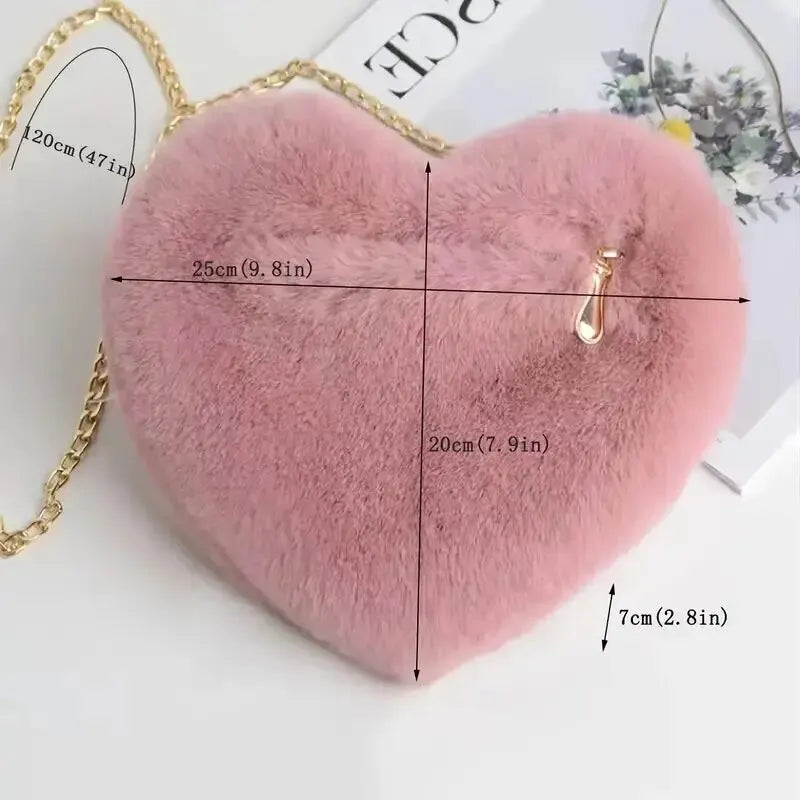 Heart Shaped Fluffy Shoulder Bag Fashion  for womens