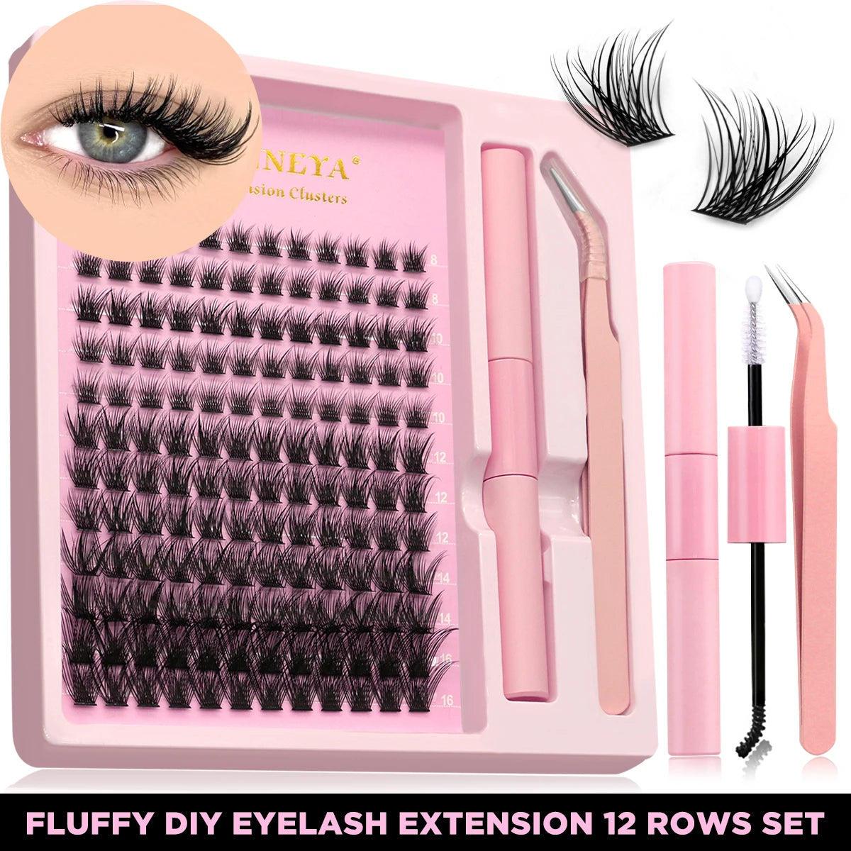 Lash Clusters Kit With Waterproof Strong Hold DIY Lash Extension Makeup