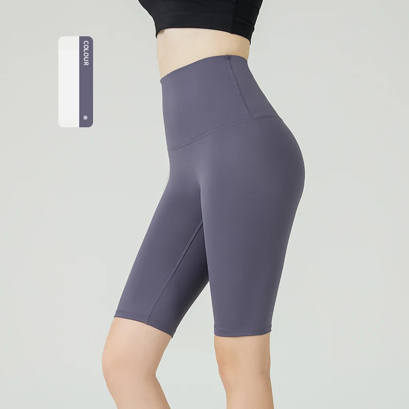 T line pure color yoga shorts Five-point