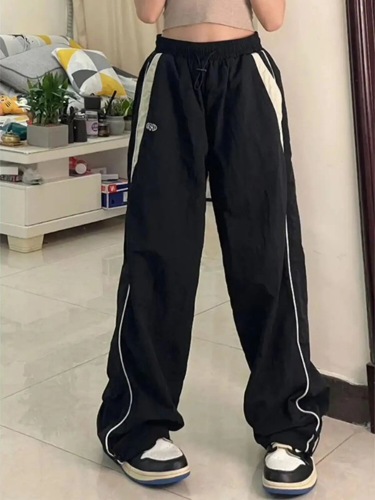 Casual Wide Leg Cargo Pants Drawstring