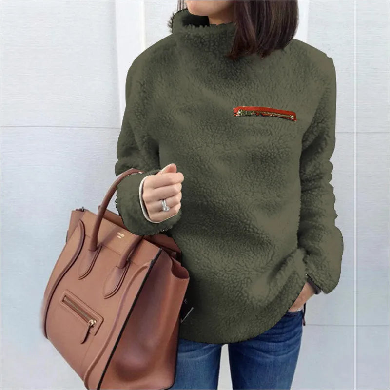 Solid Color Turtleneck Pullover Women's Sweater