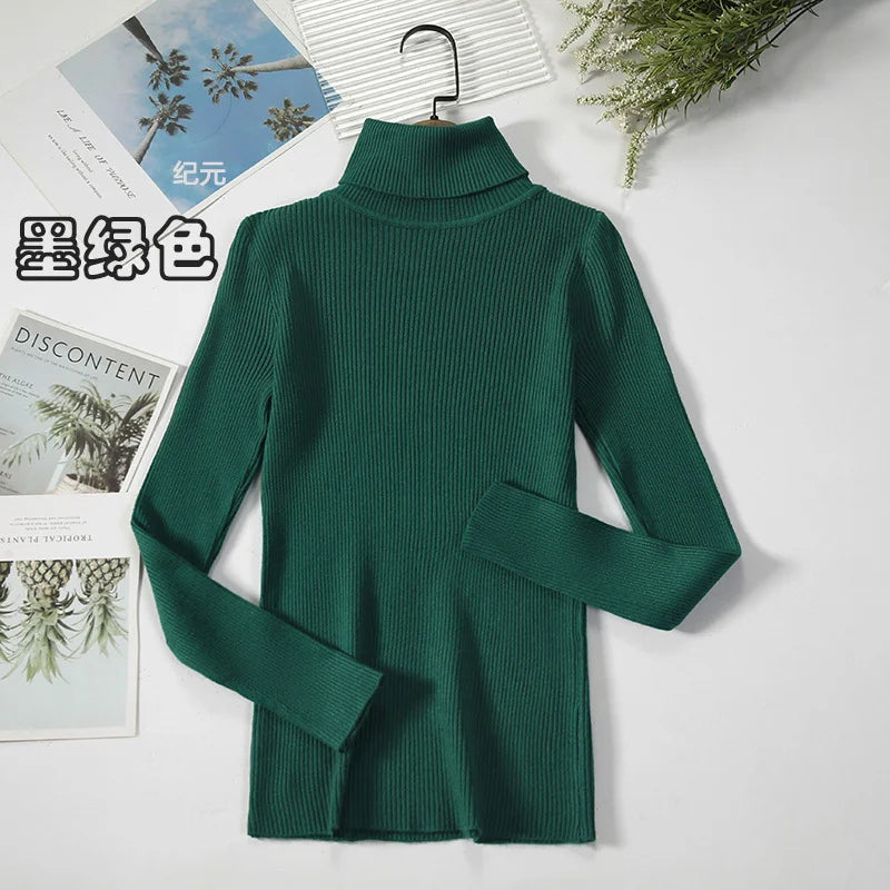 Thick Sweater Women Knitted Ribbed Pullover Long Sleeve