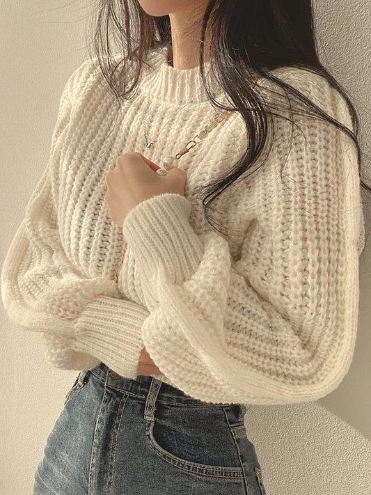 Soft Warm Tops Chic Solid Femme Sweater