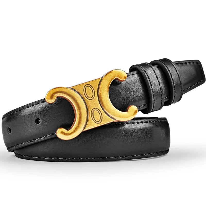 Genuine Leather Belts High Quality Gold Buckle