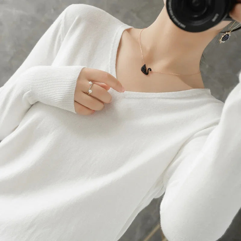 V-neck Sweaters Knitted Pullovers