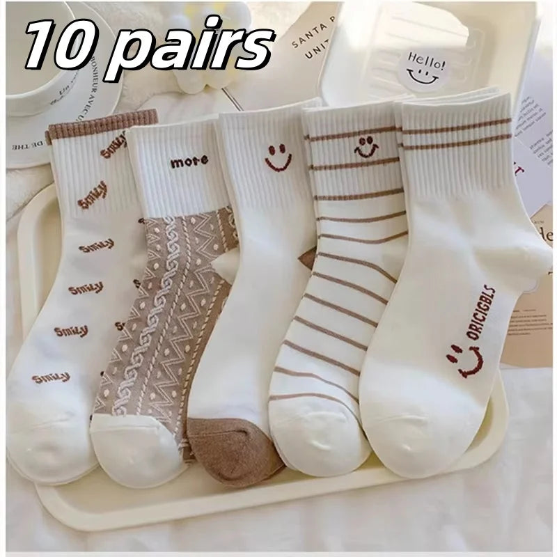 5 Pairs Womens Socks Lovely Cow Pattern Short Socks